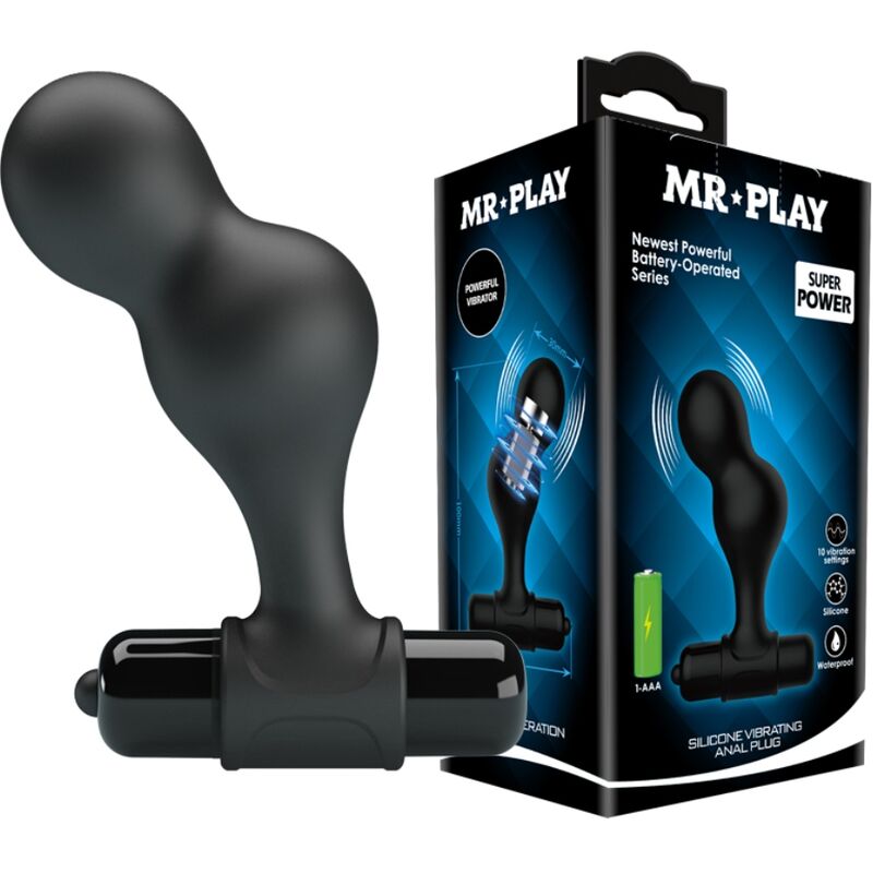 MR PLAY - SCHWARZER SILIKONVIBRATOR-ANALPLUG