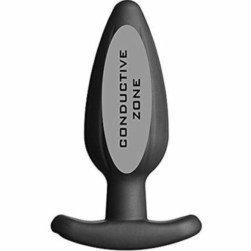 ELECTRASTIM - SCHWARZER ROCKER-BUTTPLUG AUS SILIKON, GROSS