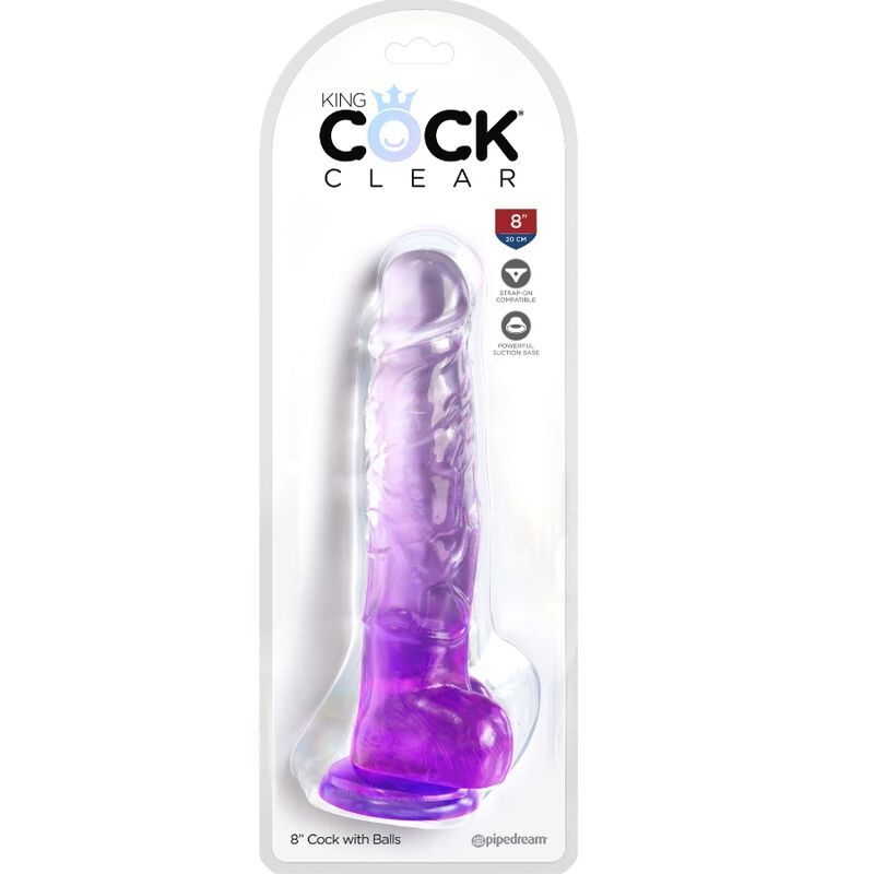KING COCK - DURCHSICHTIGER REALISTISCHER PENIS MIT HODEN 16,5 CM LILA
