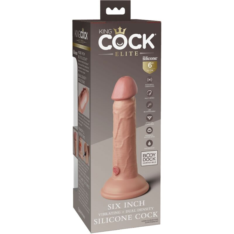 KING COCK - ELITE REALISTISCHER DILDO VIBRIEREND & SILIKON 15,2 CM