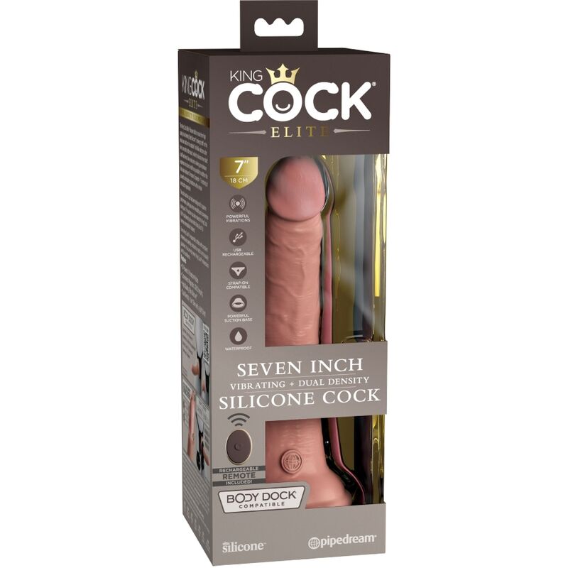 KING COCK - ELITE REALISTISCHER DILDO-VIBRATOR & SILIKON-FERNBEDIENUNG 17,8 CM