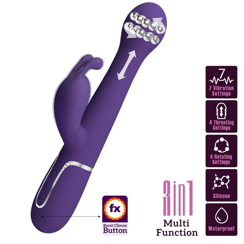 PRETTY LOVE - DEJON RABBIT VIBRATOR 3 IN 1 MULTIFUNKTION LILA