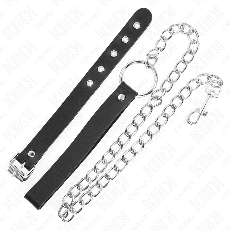 KINK - LEDER-PENISRING MIT RIEMEN 21,5 X 2 CM UND METALLKETTE 60 CM
