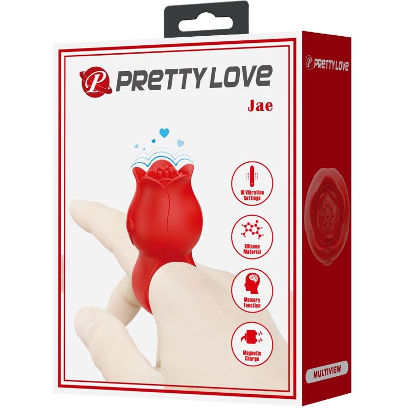 PRETTY LOVE - JAE ROSENFÖRMIGER FINGERVIBRATOR 10 VIBRATIONEN ROT