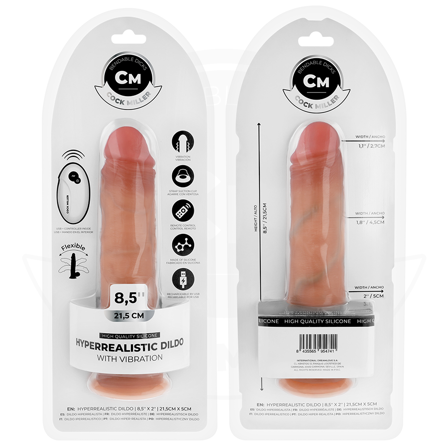 COCK MILLER - REALISTIC DILDO WITH SUCTION CUP AND VIBRATION WITH REMOTE CONTROL 21.5 CM