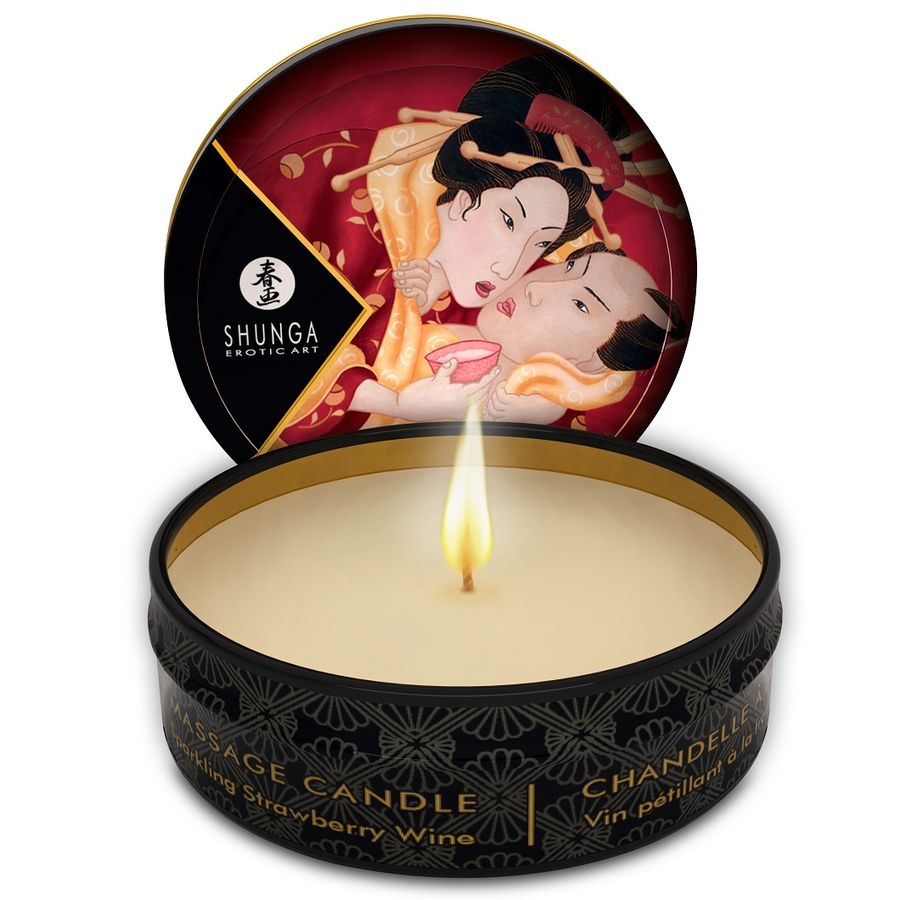 SHUNGA - MINI CARESS BY CANDELIGHT ERDBEEREN UND CAVA MASSAGEKERZE 30 ML