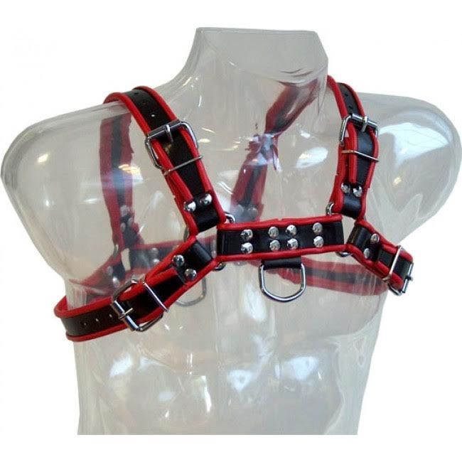LEDER BODY - KETTENHARNESS III SCHWARZ / ROT