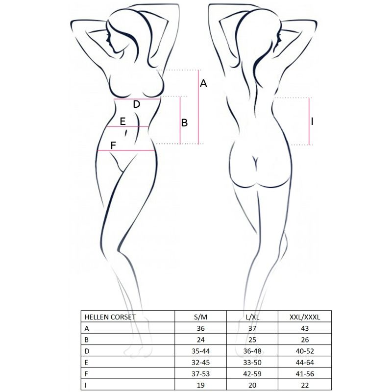 PASSION - DAMEN HELLEN KORSETT SCHWARZ GRÖSSE S/M