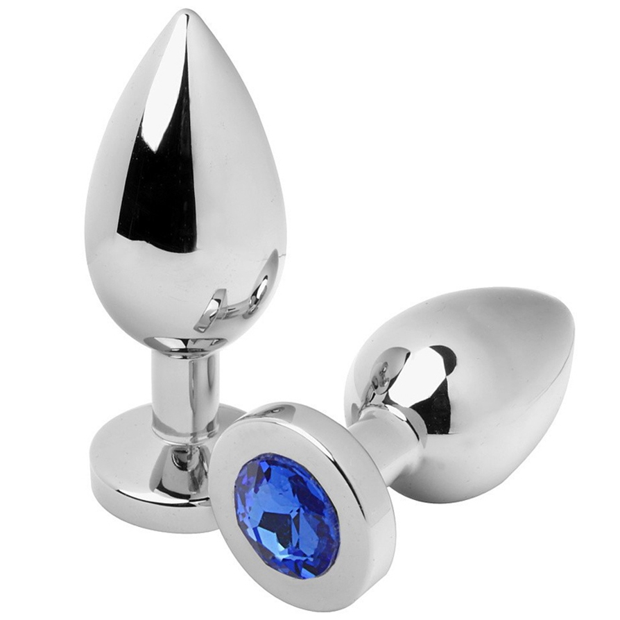 METALL HART - ANAL PLUG DIAMANT BLAU MITTEL 7,62 CM