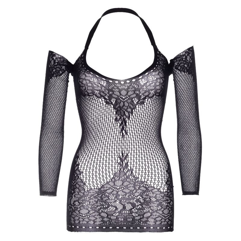 LEG AVENUE – TWIST-HALTER-MINIKLEID AUS SPITZE, EINHEITSGRÖSSE