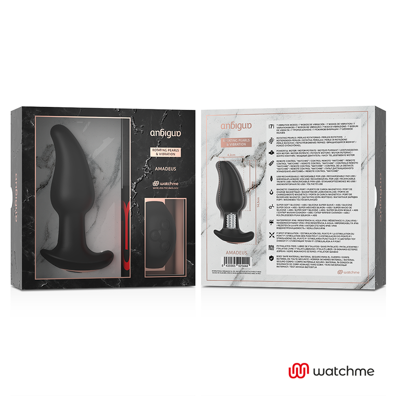 ANBIGUO - WATCHME FERNBEDIENBARER ANALPLUG-VIBRATOR MIT ROTATION VON AMADEUS-PERLEN