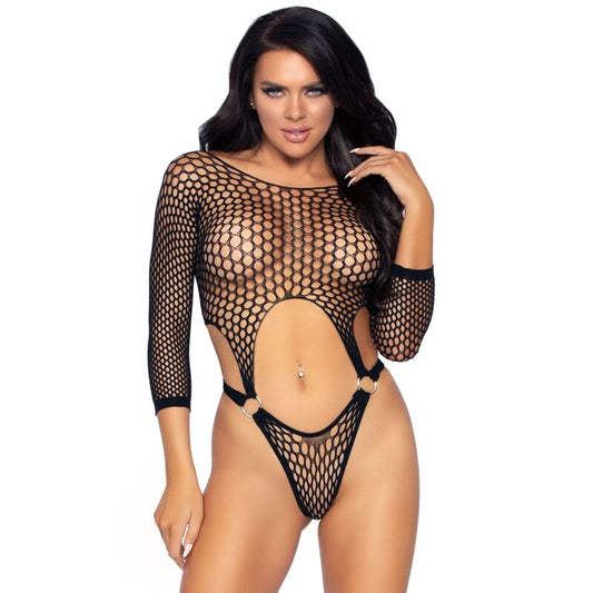 LEG AVENUE - TOP-Bodysuit mit String-Rücken, Einheitsgröße - Schwarz