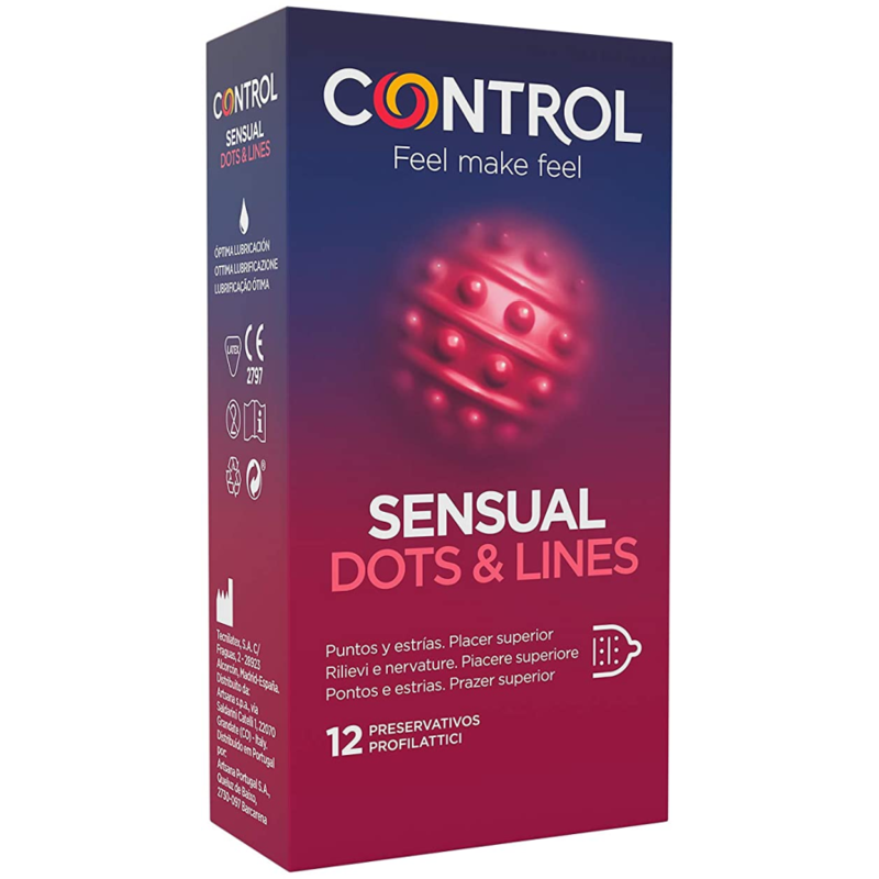 CONTROL - SENSUAL DOTS &amp; LINES PUNKTE UND DEHNUNGSSTREIFEN 12 EINHEITEN