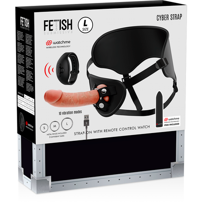 FETISCH DEVOT CYBER STRAP - HARNESS MIT DILDO UND BULLET-FERNBEDIENUNG WATCHME L TECHNOLOGIE