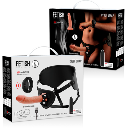 FETISCH DEVOT CYBER STRAP - HARNESS MIT DILDO UND BULLET-FERNBEDIENUNG WATCHME L TECHNOLOGIE