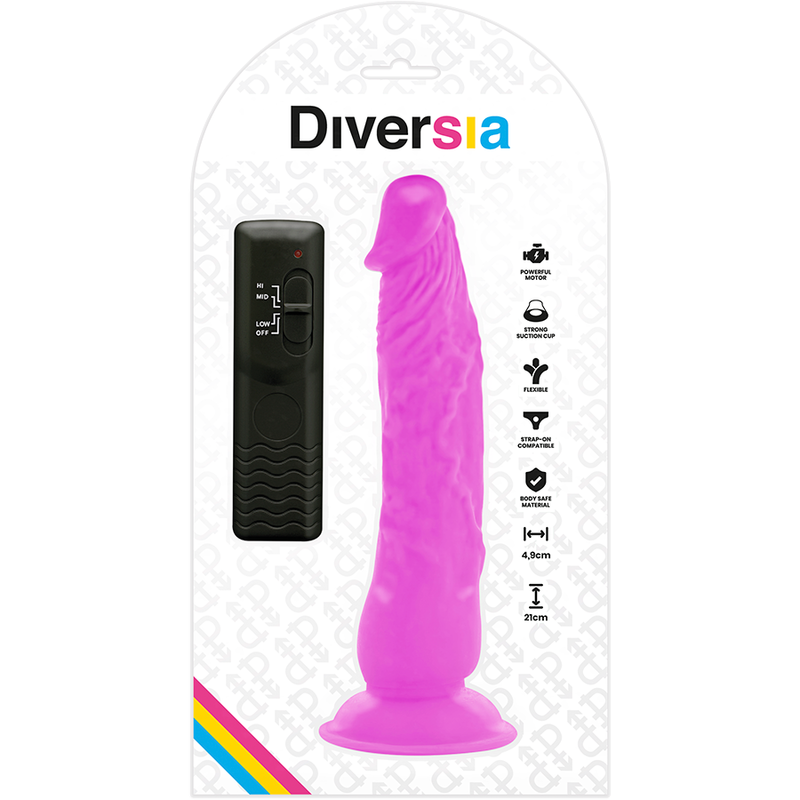 DIVERSIA - FLEXIBLER VIBRIERENDER DILDO LILA 21 CM -O- 4,9 CM