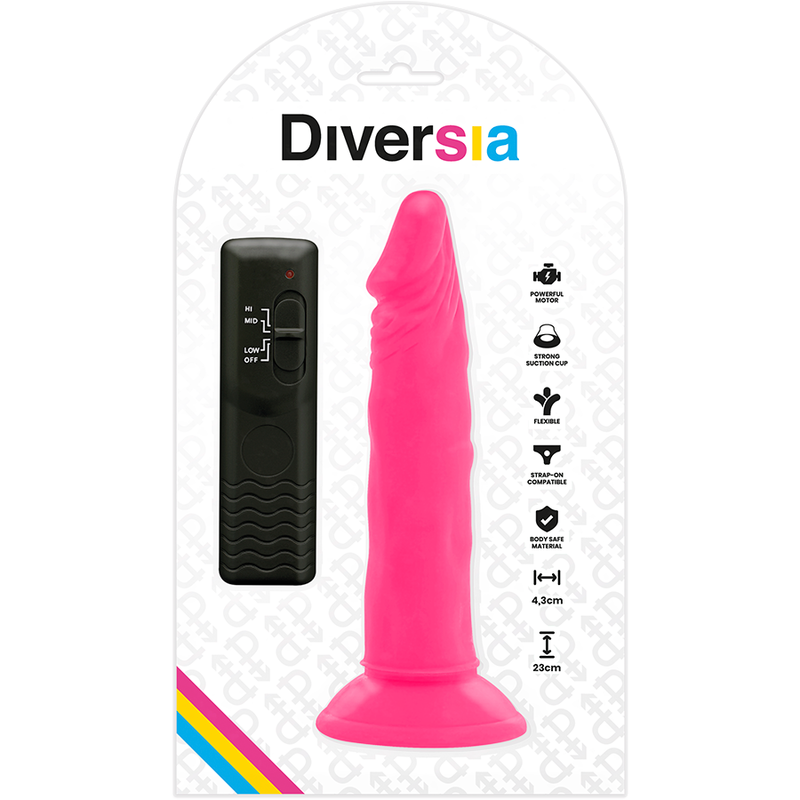 DIVERSIA - FLEXIBLER VIBRIERENDER DILDO ROSA 23 CM -O- 4,3 CM