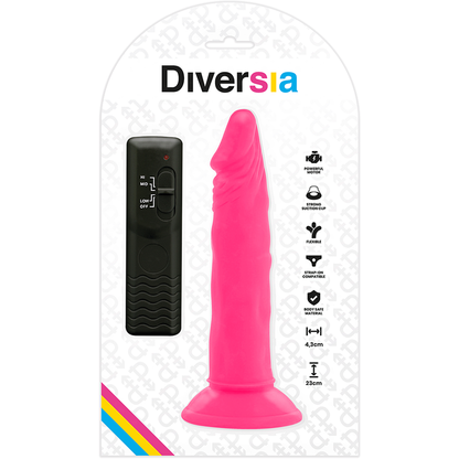DIVERSIA - FLEXIBLER VIBRIERENDER DILDO ROSA 23 CM -O- 4,3 CM