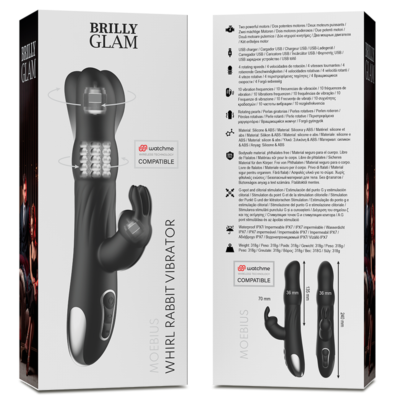 BRILLY GLAM – MOEBIUS RABBIT VIBRATOR &amp; ROTATOR, KOMPATIBEL MIT DER WATCHME WIRELESS-TECHNOLOGIE