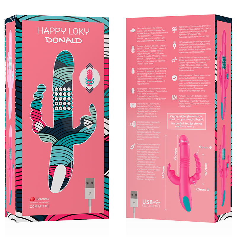 HAPPY LOKY – DONALD DREIFACHSTIMULATION: ANAL, G-PUNKT &amp; KLITORAL. KOMPATIBEL MIT WATCHME WIRELESS-TECHNOLOGIE