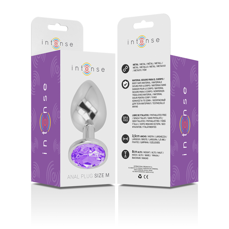 INTENSE - ALUMINIUM-METALL-ANALPLUG MIT VIOLETTEM KRISTALL GRÖSSE M