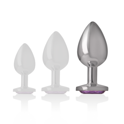 INTENSE - ALUMINIUM-METALL-ANALPLUG MIT VIOLETTEM KRISTALL GRÖSSE L