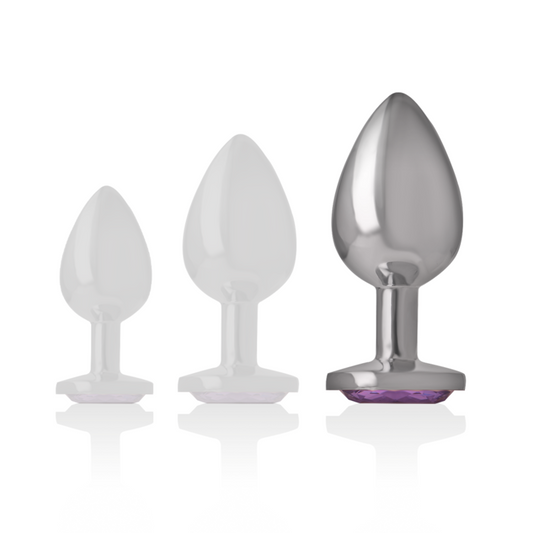 INTENSE - ALUMINIUM-METALL-ANALPLUG MIT VIOLETTEM KRISTALL GRÖSSE L