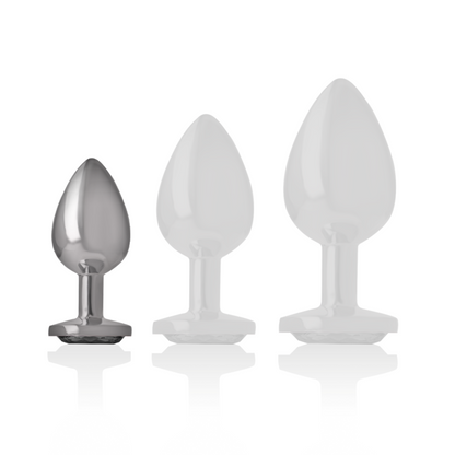 INTENSE - ALUMINIUM-METALL-ANALPLUG MIT SCHWARZEM KRISTALL GRÖSSE S