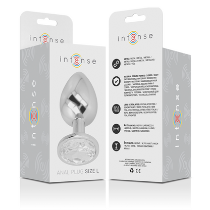 INTENSE - ALUMINIUM-METALL-ANALPLUG MIT SILBERKRISTALL GRÖSSE L