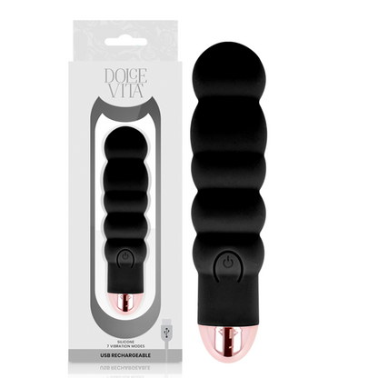 DOLCE VITA - WIEDERAUFLADBARER VIBRATOR SIX BLACK 7 GESCHWINDIGKEITEN