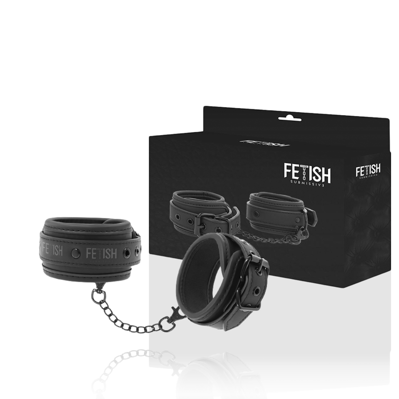 FETISCH DEVOT - FUSSMANSCHETTEN AUS VEGANEM LEDER MIT NOPRENFUTTER