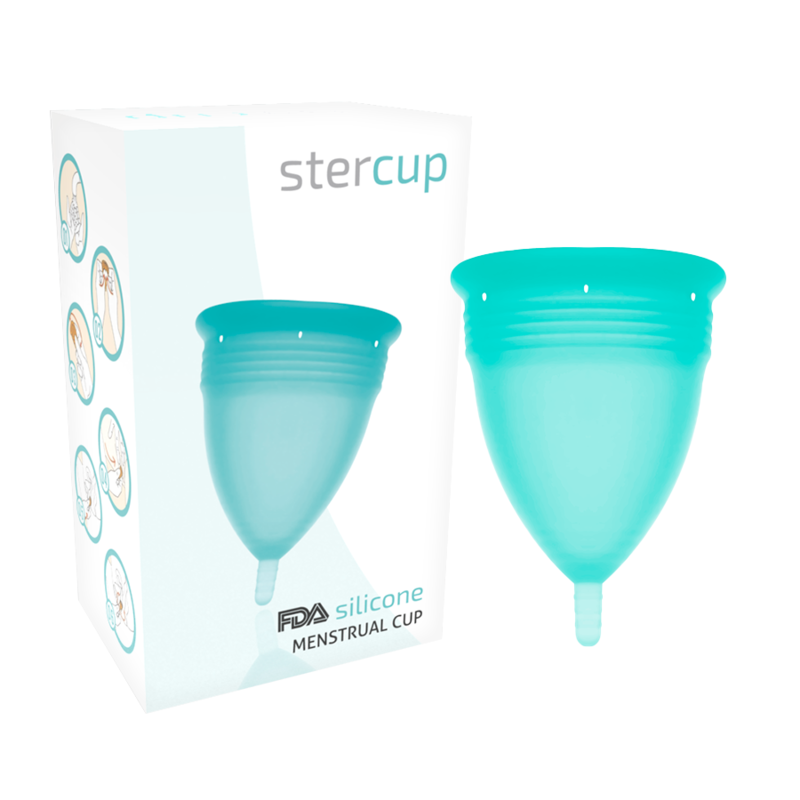 STERCUP – FDA-SILIKON-MENSTRUATIONSTASSE AQUAMARIN – GRÖSSE L