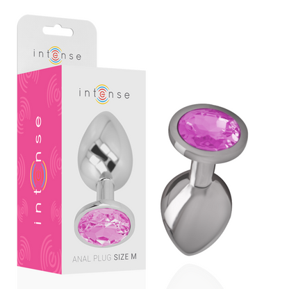 INTENSE - ALUMINIUM-METALL-ANALPLUG MIT ROSA KRISTALL, GRÖSSE M