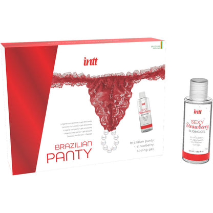 INTT RELEASES - BRASILIANISCHES ROTES PANTY MIT PERLEN UND GLEITGEL 50 ML