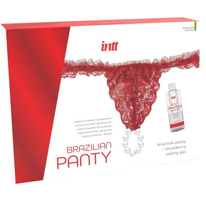 INTT RELEASES - BRASILIANISCHES ROTES PANTY MIT PERLEN UND GLEITGEL 50 ML