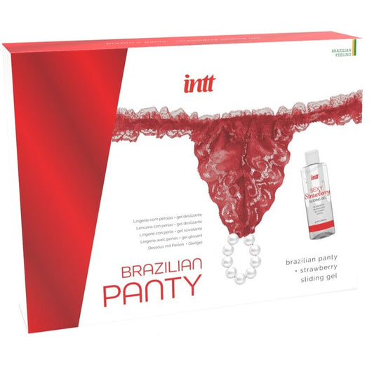 INTT RELEASES - BRASILIANISCHES ROTES PANTY MIT PERLEN UND GLEITGEL 50 ML