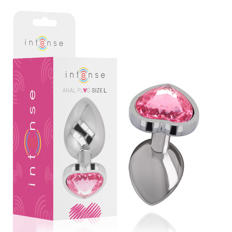 INTENSE - ALUMINIUM-METALL-ANALPLUG ROSA HERZ GRÖSSE L