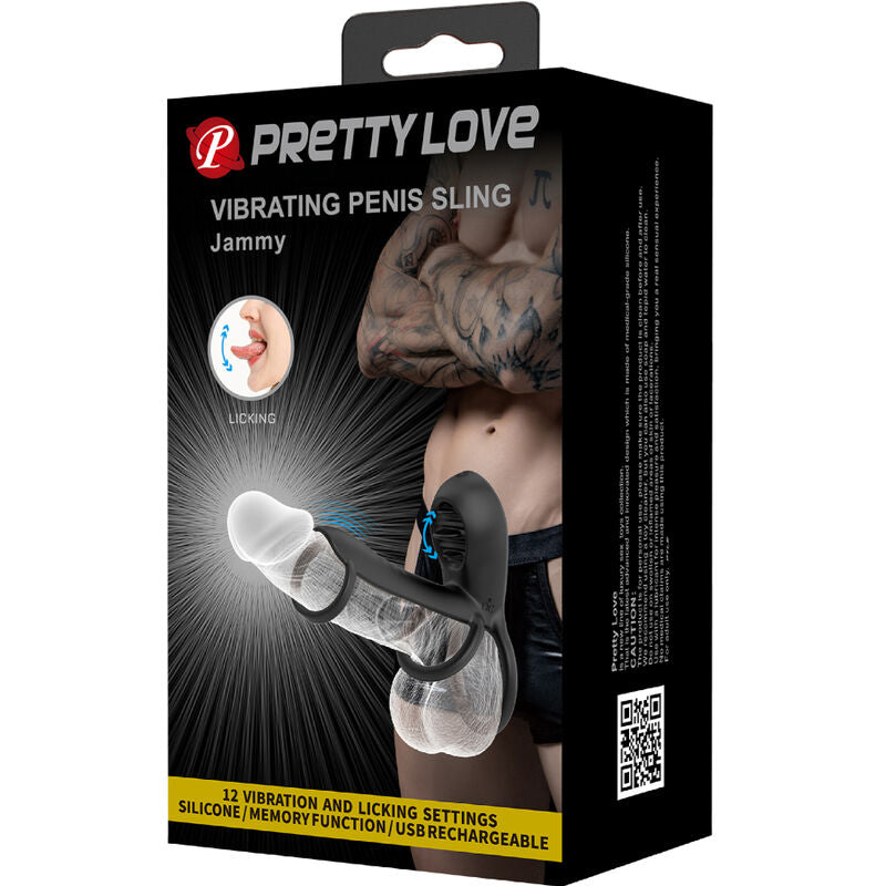 PRETTY LOVE - JAMMY PENISHÜLLE 12 VIBRATIONEN MIT WIEDERAUFLADBARER SILIKONZUNGE