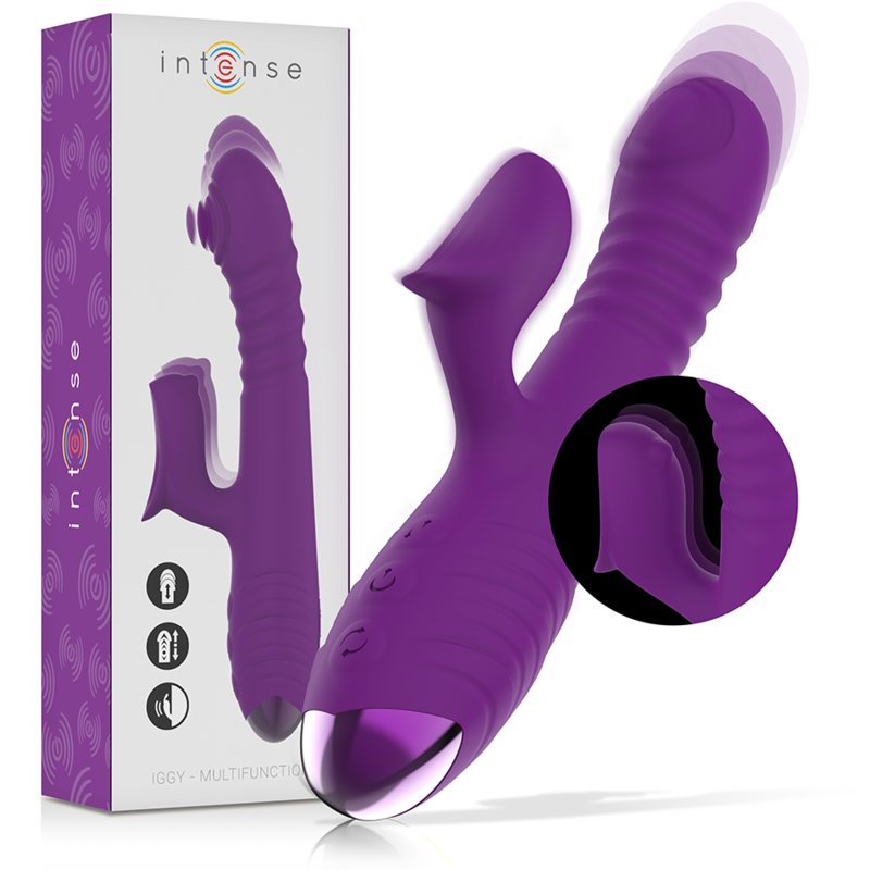 INTENSE - IGGY MULTIFUNKTIONS-WIDERAUFLADBARER VIBRATOR AUF &amp; AB MIT KLITORISTIMULATOR LILA