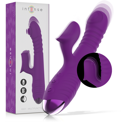 INTENSE - IGGY MULTIFUNKTIONS-WIDERAUFLADBARER VIBRATOR AUF &amp; AB MIT KLITORISTIMULATOR LILA