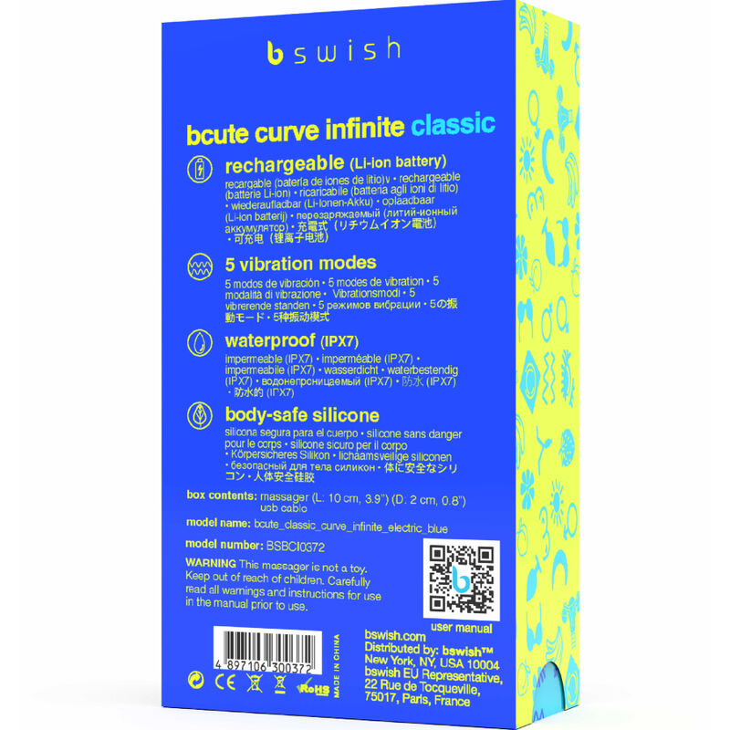 B SWISH - BCUTE CURVE INFINITE CLASSIC WIEDERAUFLADBARER VIBRATOR BLAUES SILIKON