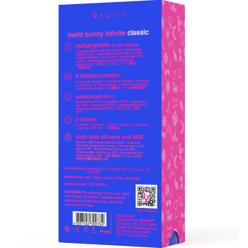 B SWISH - BWILD BUNNY INFINITE CLASSIC WIEDERAUFLADBARER VIBRATOR BLAUES SILIKON