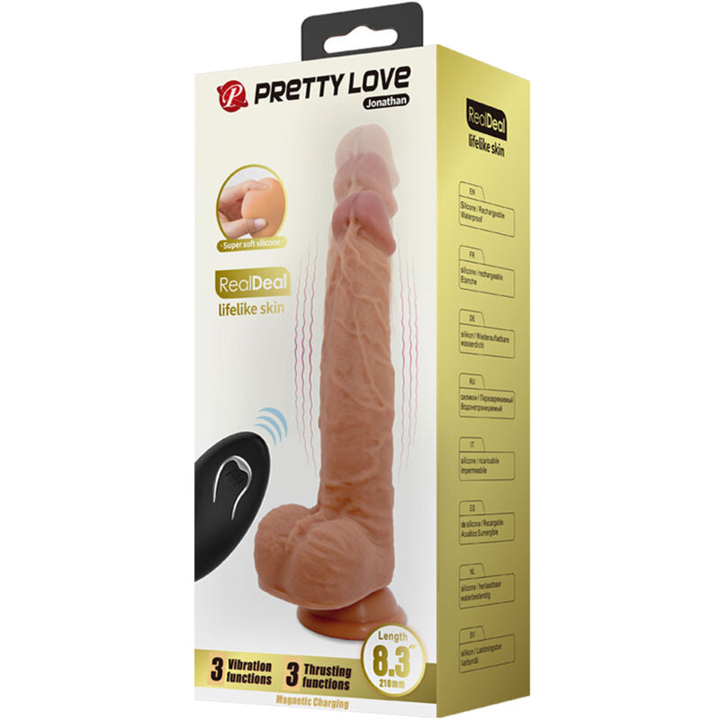 PRETTY LOVE - JONATHAN SILIKONDILDO 3 VIBRATIONEN + 3 EINFÜHRUNGSMESSUNGEN FERNBEDIENUNG 21 CM