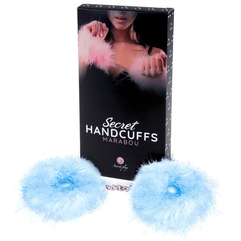 SECRETPLAY - BLAU LICHT MARABOU HANDSCHELLEN