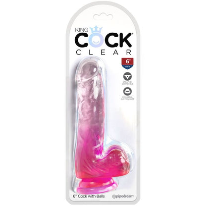 KING COCK - DURCHSICHTIGER REALISTISCHER PENIS MIT HODEN 13,5 CM ROSA