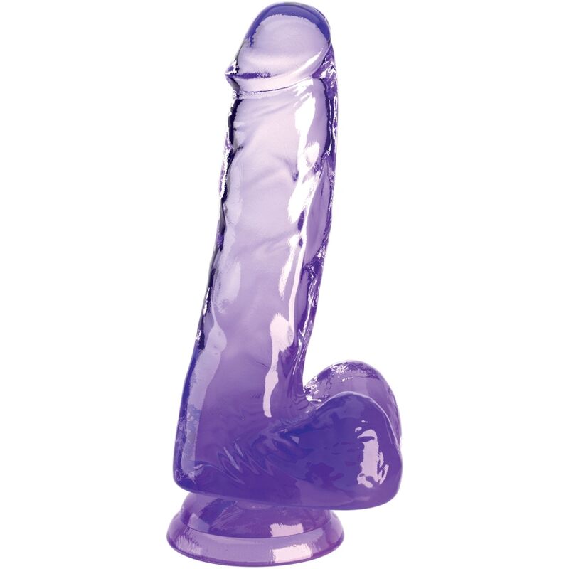 KING COCK - DURCHSICHTIGER REALISTISCHER PENIS MIT HODEN 13,5 CM LILA