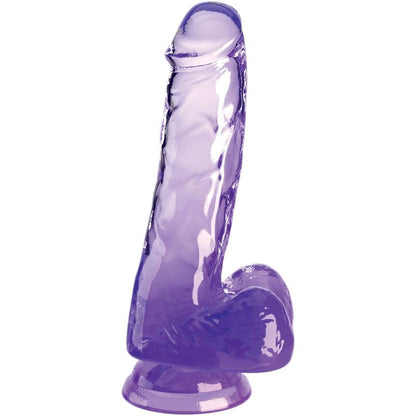 KING COCK - DURCHSICHTIGER REALISTISCHER PENIS MIT HODEN 13,5 CM LILA