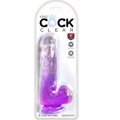 KING COCK - DURCHSICHTIGER REALISTISCHER PENIS MIT HODEN 13,5 CM LILA