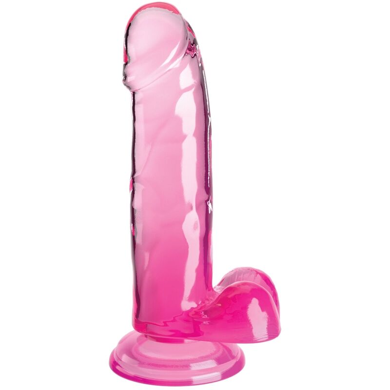 KING COCK - DURCHSICHTIGER REALISTISCHER PENIS MIT HODEN 15,2 CM ROSA