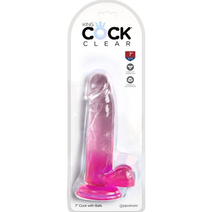 KING COCK - DURCHSICHTIGER REALISTISCHER PENIS MIT HODEN 15,2 CM ROSA